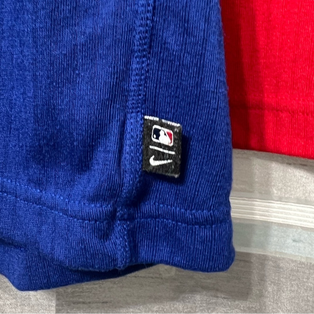 Nike Baseball Texas Rangers Logo Long Sleeve Blue and Red Shirt - Picture 5 of 11